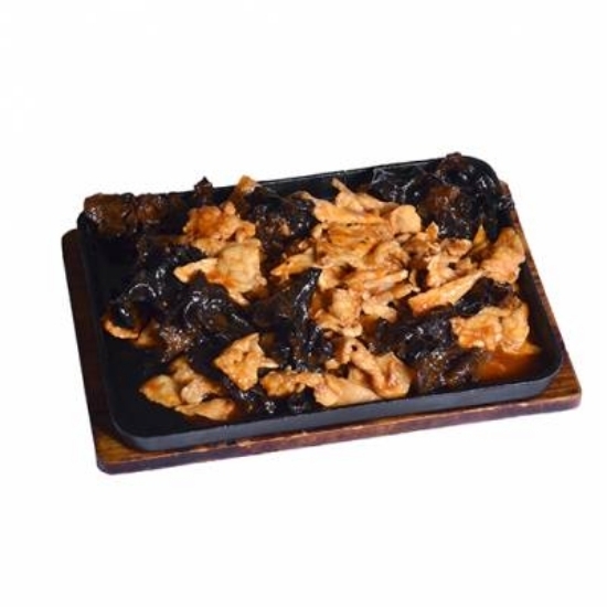 Picture of Pork with marine black mushrooms in sweet-sour-spicy sauce on pan(half portion)