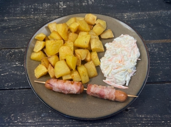 Picture of Lunch with fried potatoes and Berner sausage