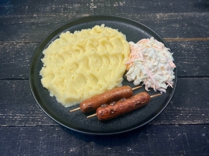 Picture of Lunch with mashed potatoes and Frankfurter sausage