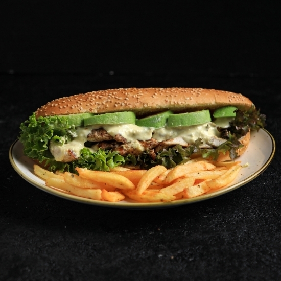 Picture of Grilled Chicken Avocado Sandwich with Fries