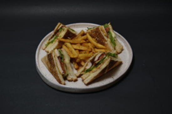 Picture of Club Sandwich with fries