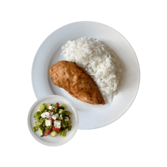 Picture of Chicken breast with rice and Greek salad