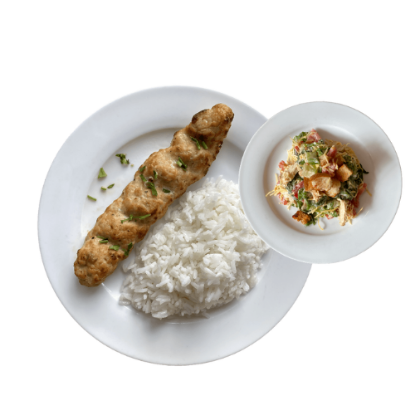 Picture of Chicken kebab with rice and Caesar salad