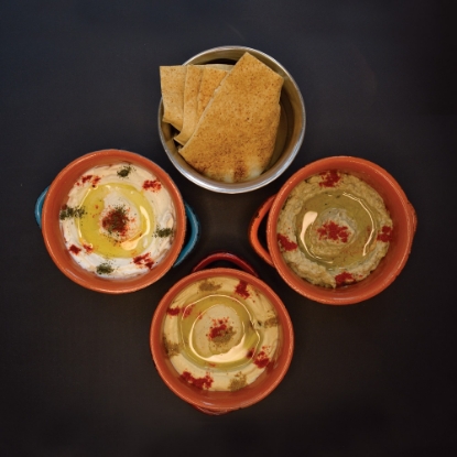 Picture of Lebanese Mezze Feast - Hummus, Mutabbal & Labneh