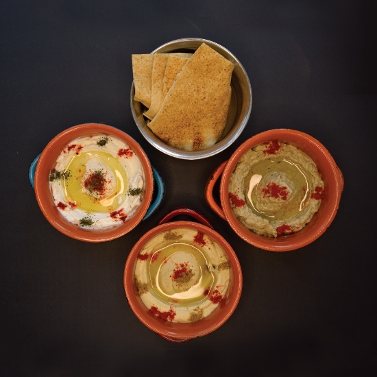 Picture of Lebanese Mezze Feast - Hummus, Mutabbal & Labneh