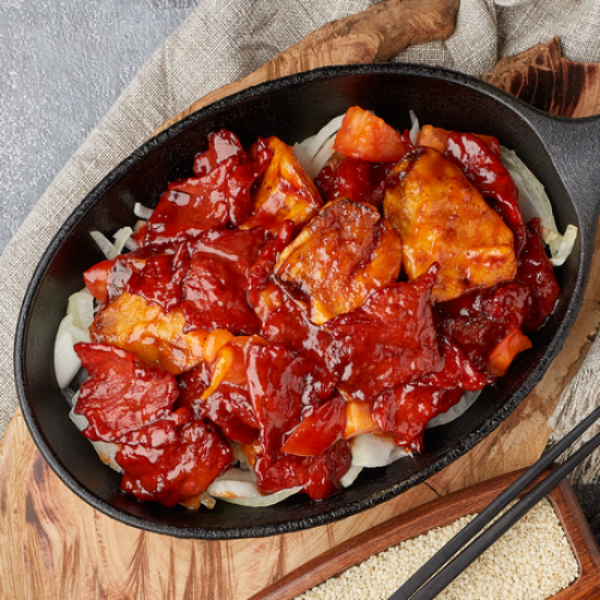 Picture of Veal with eggplant and tomato in the pan(Half portion)