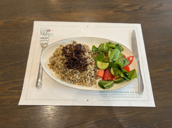 Picture of Rice and lentils (Moujaddara) with salad