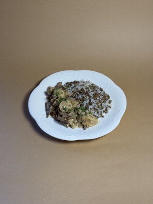 Picture of Beef Stroganoff with Rice and Lentils