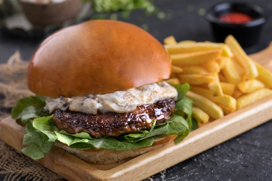 Picture of Swiss mushroom burger